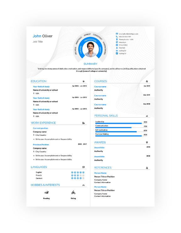 cv preview template