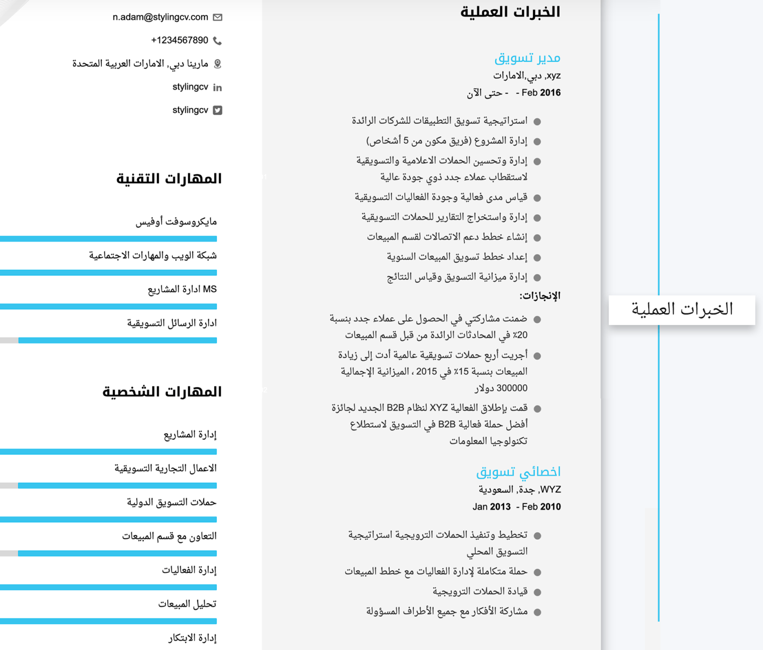 الاهتمامات في السيرة الذاتية